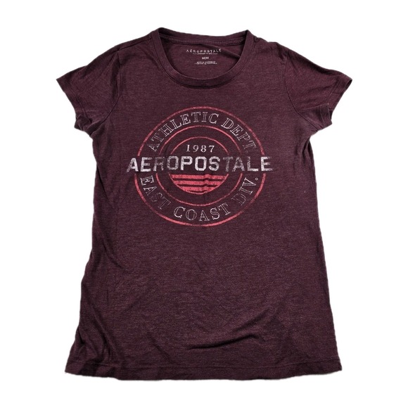 AERO Tops - Aeropostale Women's T Shirt Burgundy Graphic Print Size Medium Athletic Division